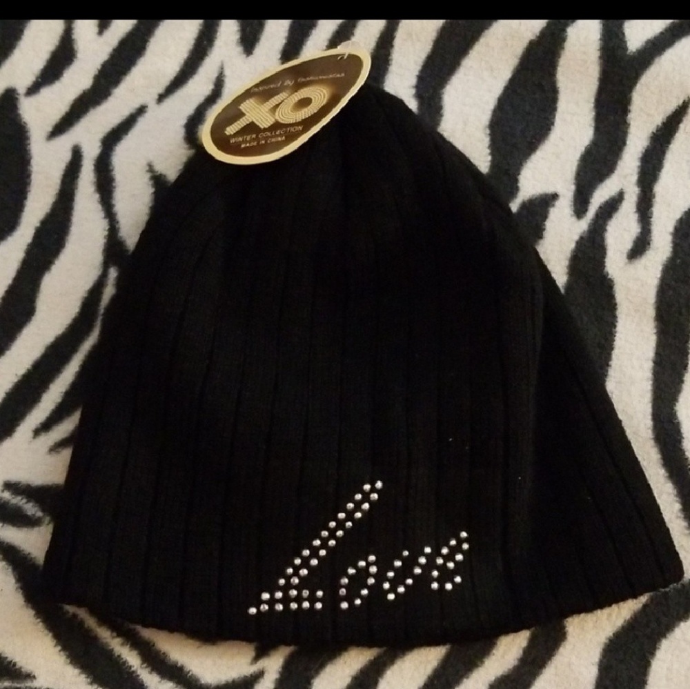 "Love" bedazzled winter hat